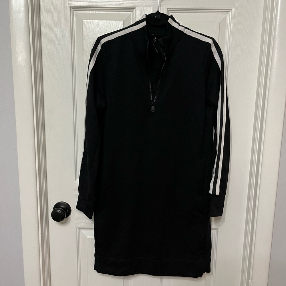 ATHLETA Crosstown Track Dress Black‎ white stripe size small - Picture 4 of 8